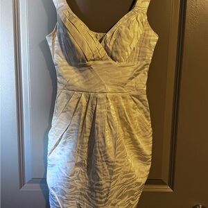 B Darlin Cream Zebra-Print Pleated Midi Dress